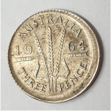 AUSTRALIA 1964 . THREEPENCE . ERROR . BROADSTRIKE
